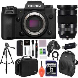 Fujifilm - X-H2 Mirrorless Camera with XF16-80mm Lens - Black Bundle with Promaster Rope Strap, Impulse Handy Case, & More