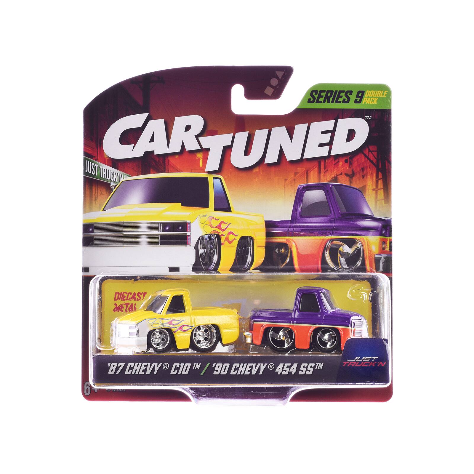 SERIES 9 DOUBLE PACK TM CAR TUNED  
JUST TM TRUCK  
DIECAST METAL  
'87 CHEVY C10™ / '90 CHEVY 454 SS  
MOA