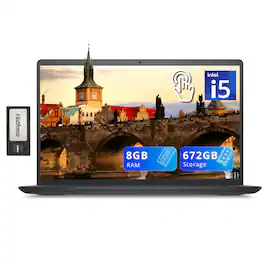 Dell - Inspiron 15 15.6" FHD Touchscreen Laptop,Intel i5-1235U,8GB RAM,512GB SSD+160GB Docking Station Set,Win 11 - Black