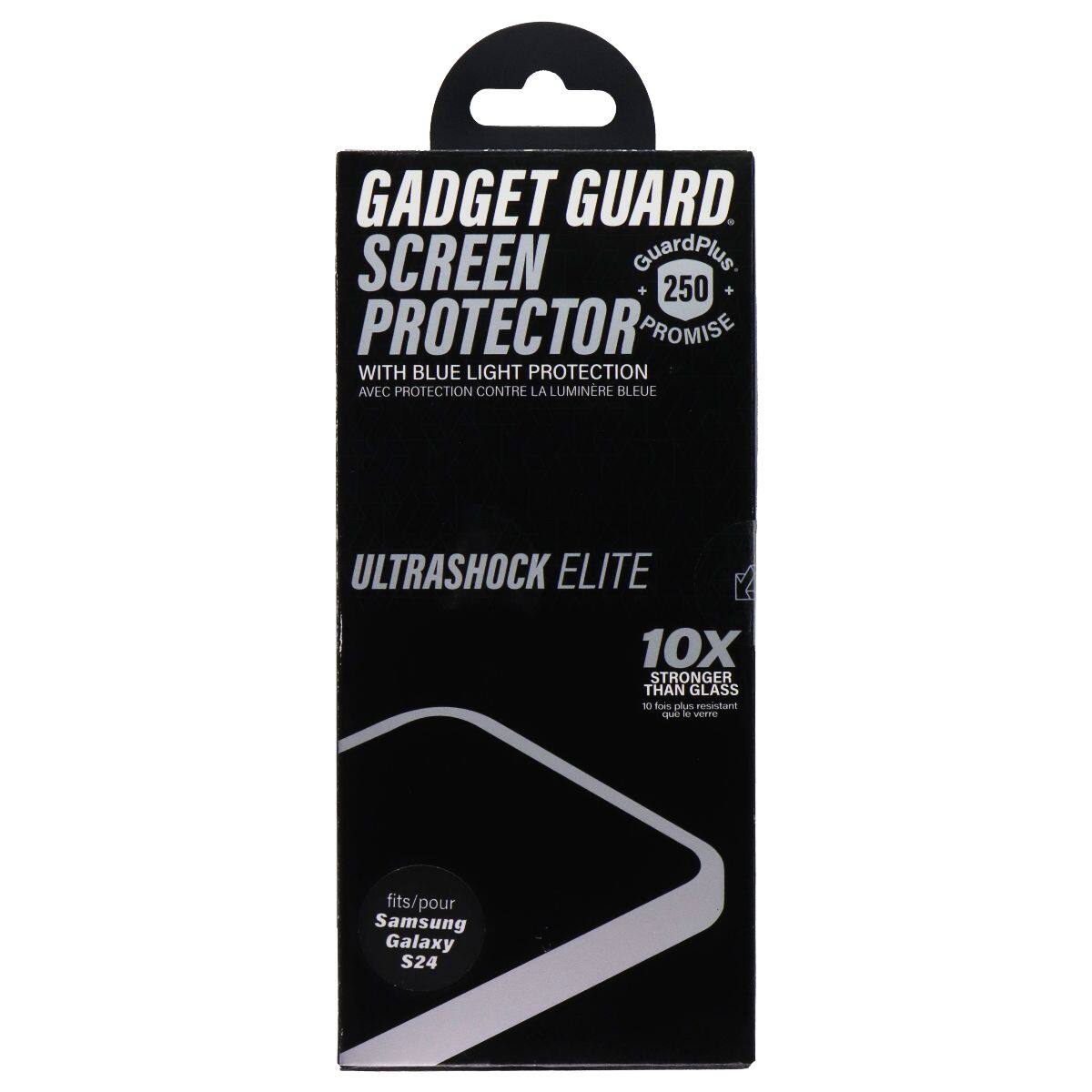 GADGET GUARD SCREEN PROTECTOR

GuardPlus 250 PROMISE

WITH BLUE LIGHT PROTECTION
AVEC PROTECTION CONTRE LA LUMINÉE BLEUE

ULTRASHOCK ELITE

10X STRONGER THAN GLASS
10 fois plus résistant

fits/pour Samsung Galaxy S24