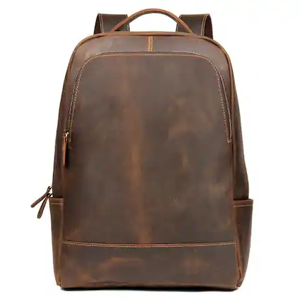 Front. Steel Horse Leather - The Vernon Minimalist Leather Backpack - Brown.