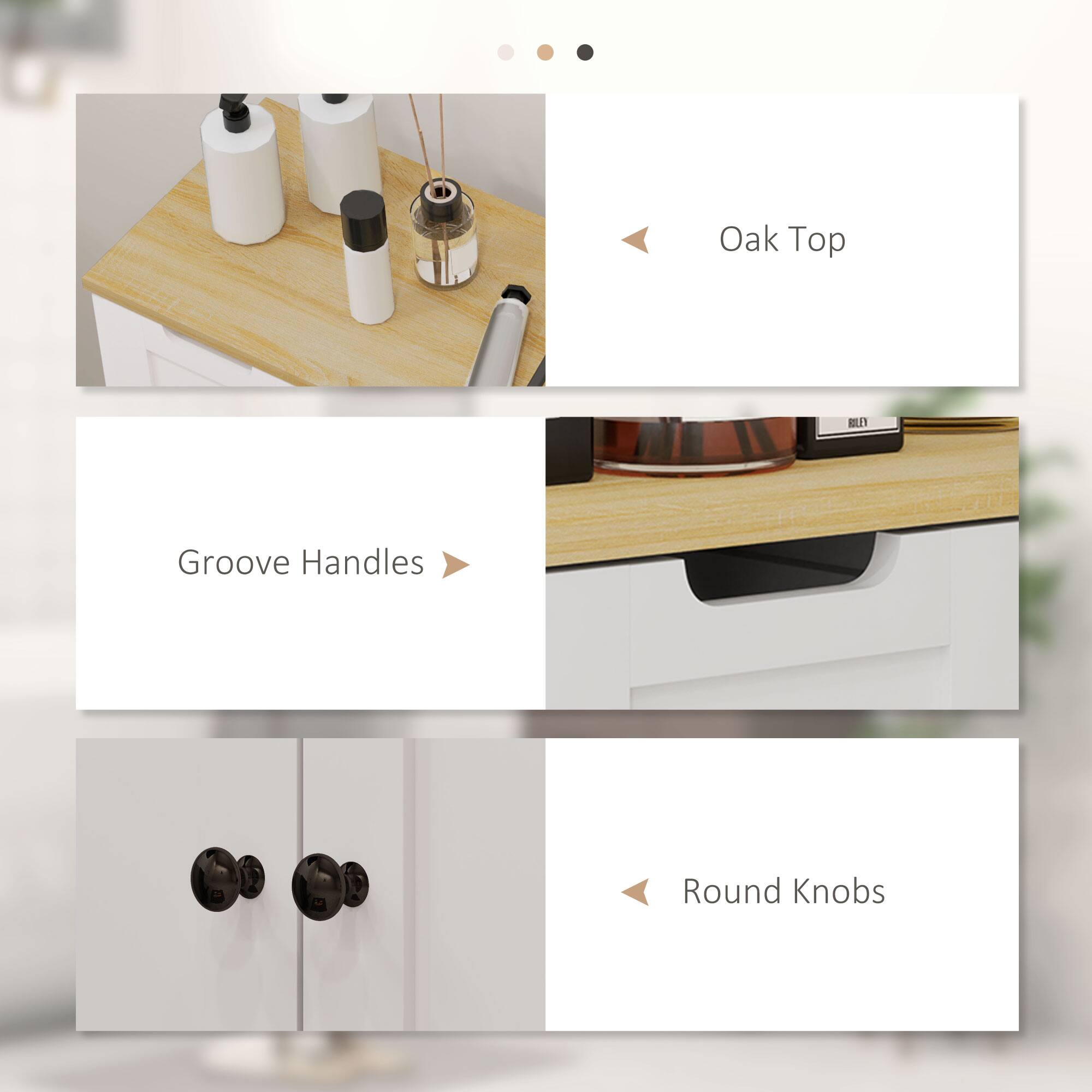 Oak Top  
Groove Handles  
Round Knobs