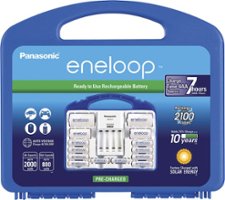 Panasonic - eneloop Charger, 8 AA and 2 AAA Batteries, 2 C and 2 D Spacers Kit - White - Front_Zoom