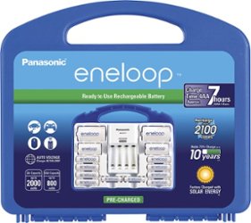 Panasonic - eneloop Charger, 8 AA and 2 AAA Batteries, 2 C and 2 D Spacers Kit - White - Front_Zoom