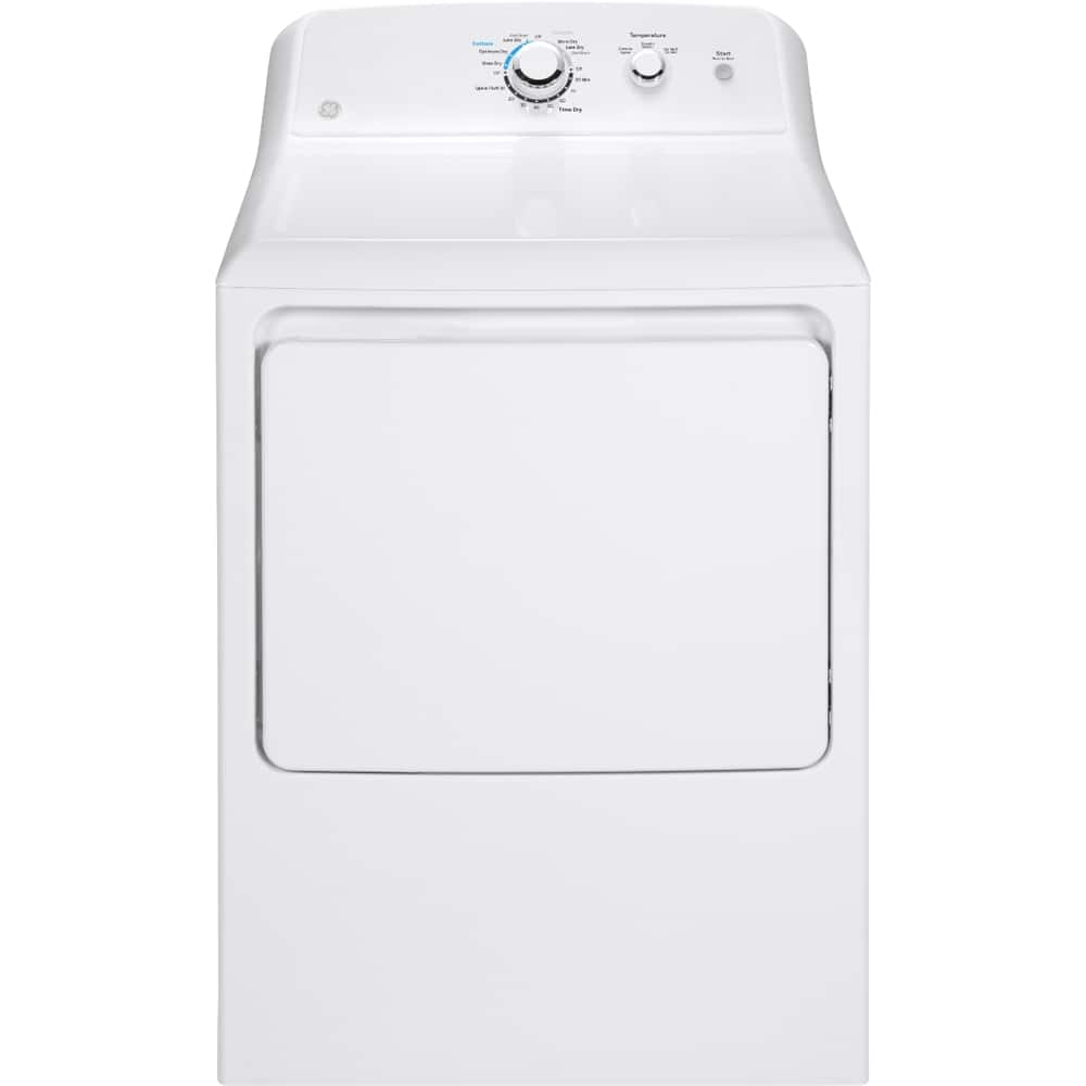 GE - 6.2 Cu. Ft. Gas Dryer with Shallow Depth Flat Back Design - White - Front_Zoom