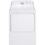 GE - 6.2 Cu. Ft. Gas Dryer with Shallow Depth Flat Back Design - White