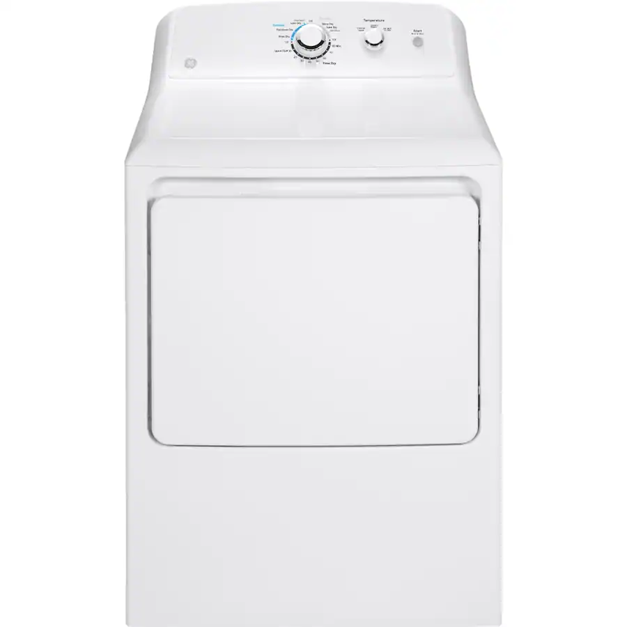 GE 6.2 Cu. Ft. Gas Dryer with Shallow Depth Flat Back Design White ...
