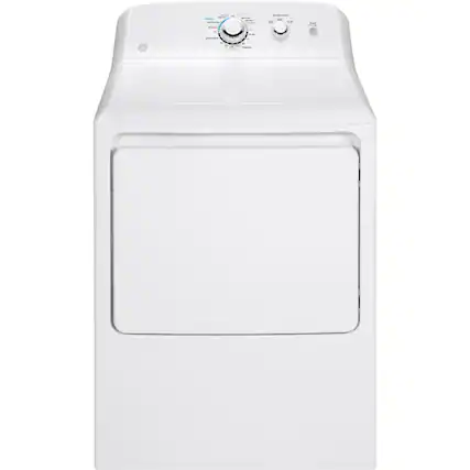 Front. GE - 6.2 Cu. Ft. Gas Dryer - White.
