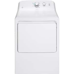 GE - 6.2 Cu. Ft. Gas Dryer with Shallow Depth Flat Back Design - White