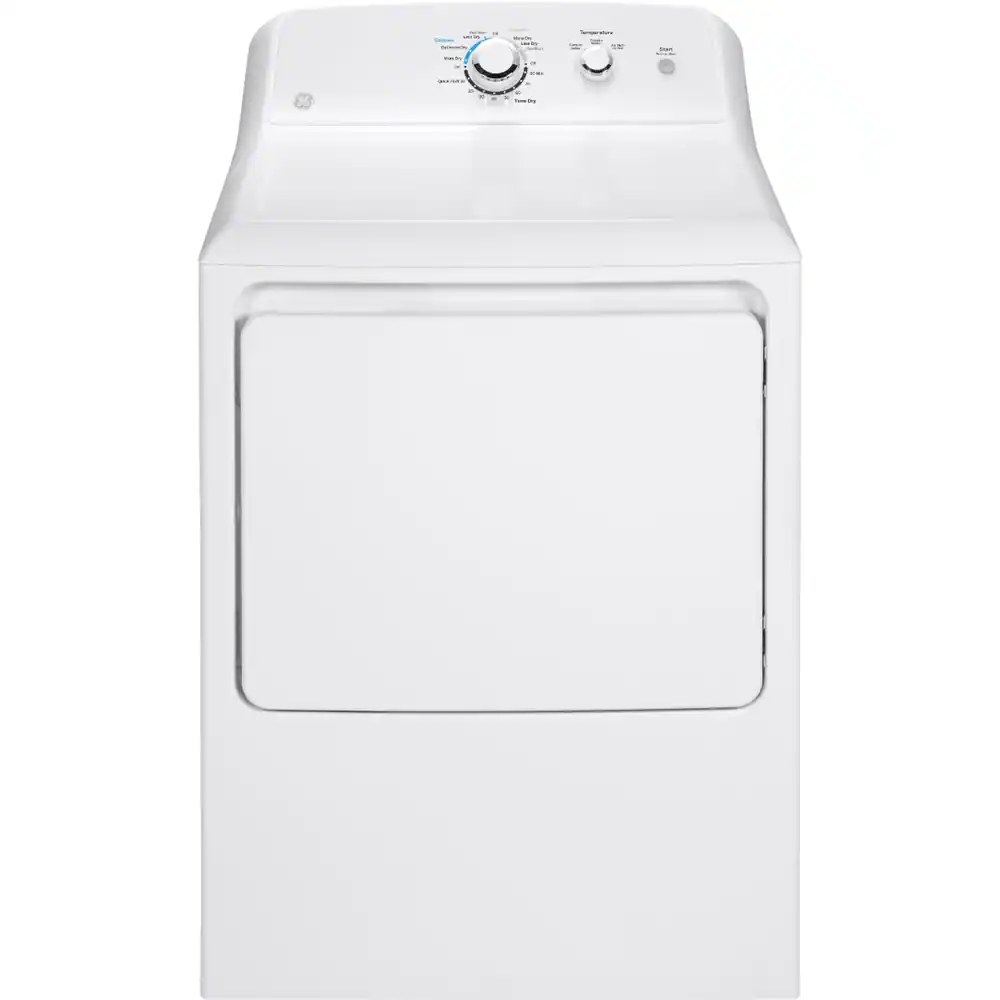 GE - 6.2 Cu. Ft. Gas Dryer with Shallow Depth Flat Back Design - White