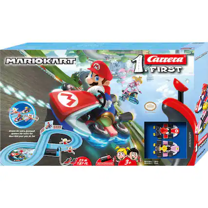 MARIOKART
1 FIRST
Carrera
Brieseil für extra Spitzpas Spinners for extra fun
Roue folle pour plus de fun
2.4 m
7.87 ft.
3+
4206002