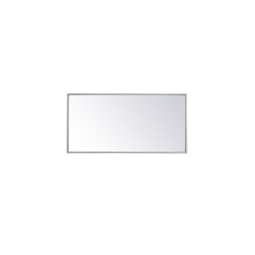 Back. Elegant Decor - Metal frame rectangle mirror 14x28 inch in silver - Silver.