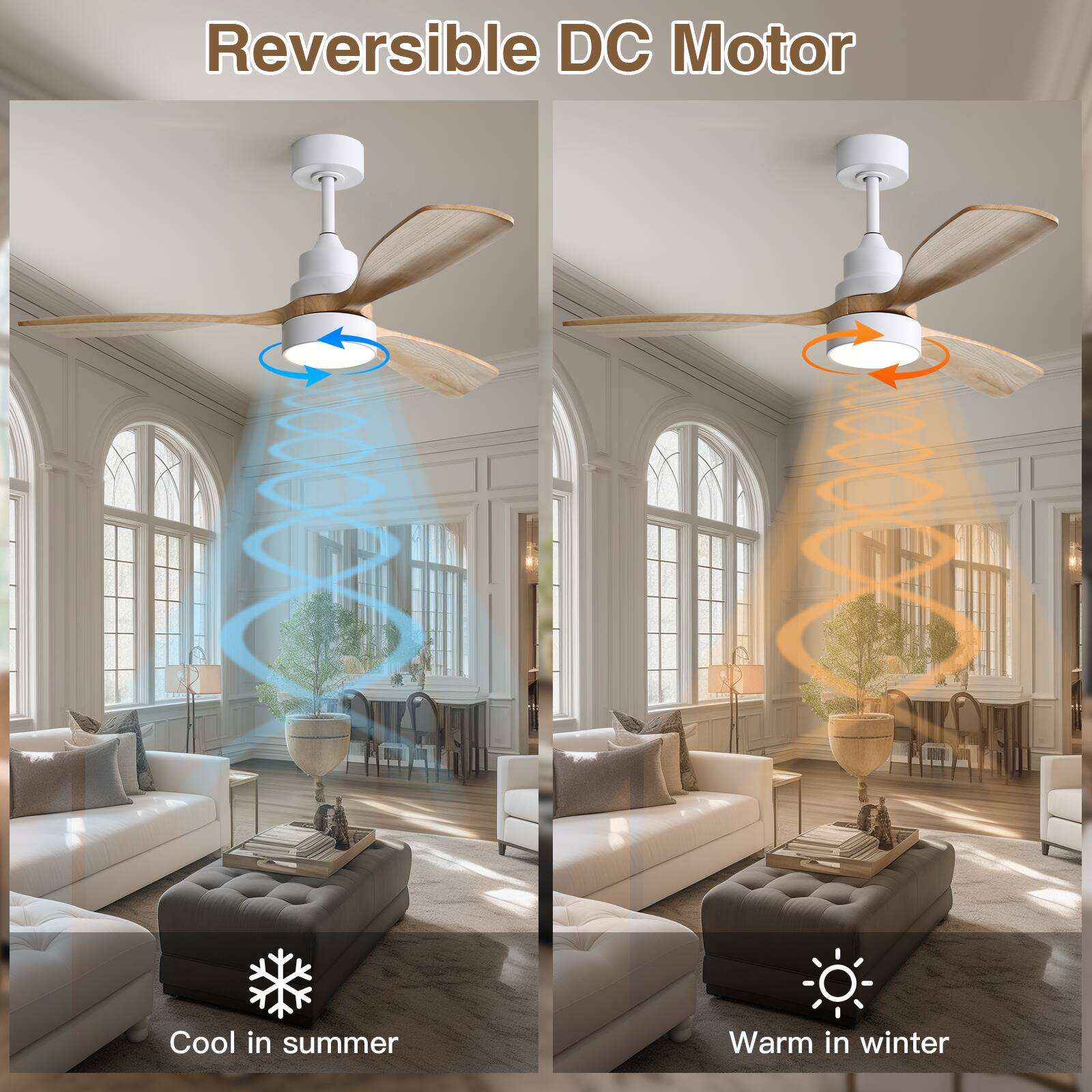 Reversible DC Motor  
Cool in summer  
Warm in winter