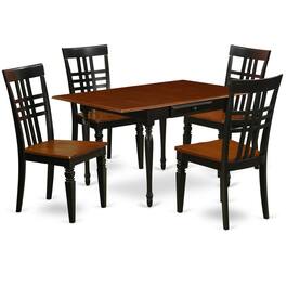 East West Furniture - Dining Room Set Black & Cherry - Brown