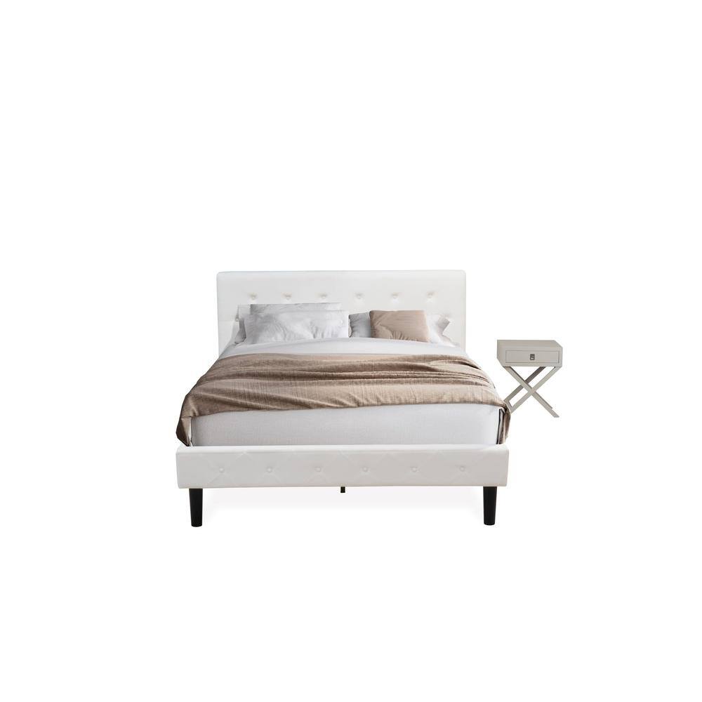 Alt View 4. East West Furniture - NL19Q-1HA14 2 Pc Bed Set - 1 Queen Bed White Velvet Fabric Headboard and 1 Mid Century Nightstand - Urban Gray Finish - White Velvet.