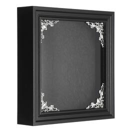 Unique Bargains - Shadow Box Frame, 6x6 Inch Wooden Display Case with Clear Glass Cover for Photo Memorabilia Dried Flower - Black