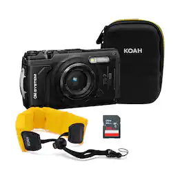 OM System - Tough TG-7 Digital Camera (Black) Bundle with Accessories (4 Items)