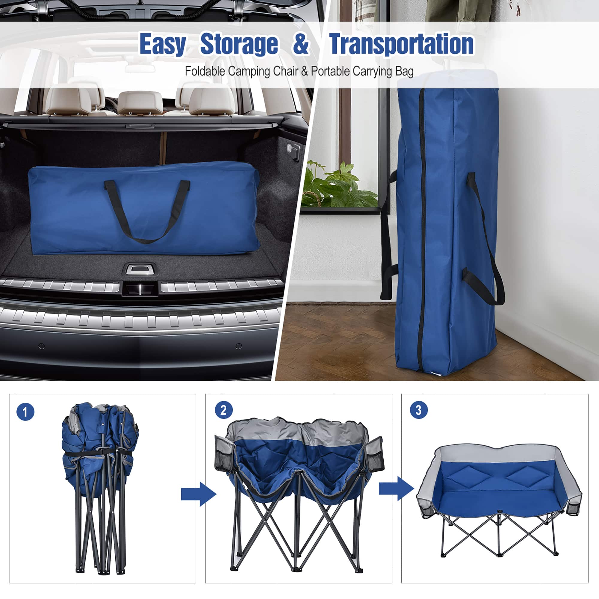 Easy Storage & Transportation Foldable Camping Chair & Portable Carrying Bag U - I 1 2 3