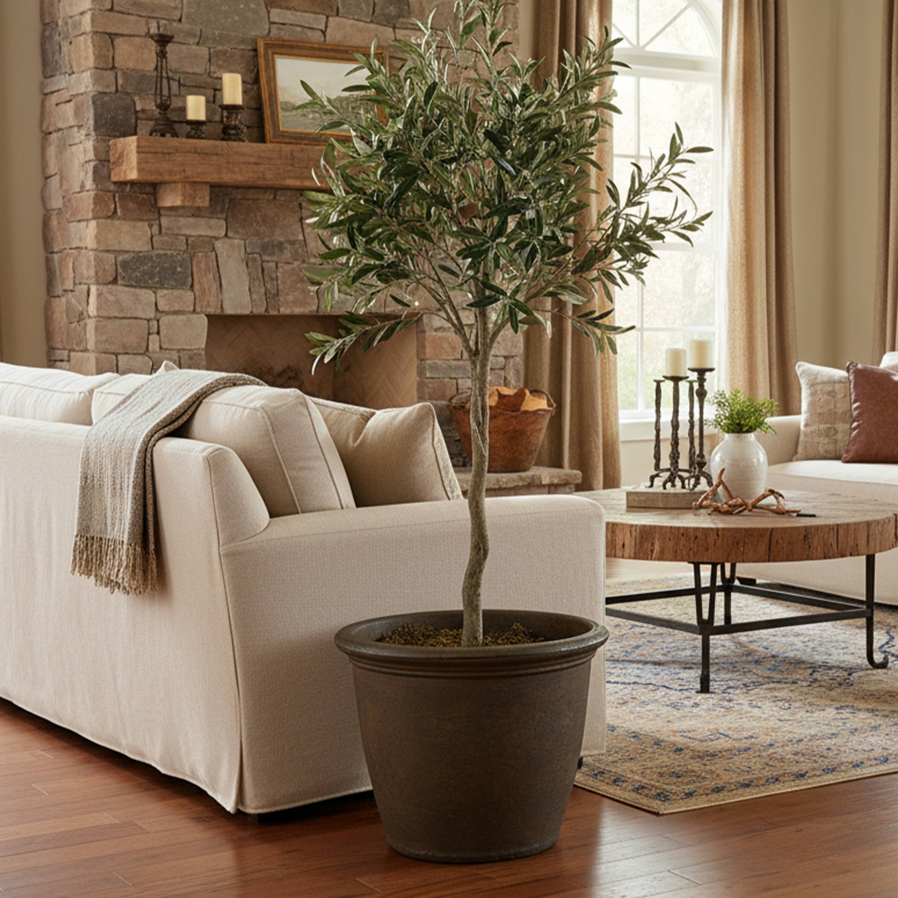 Alt View 8. Sunnydaze - 20 in Anjelica Dual-Wall Polyresin Planter - Set of 4 - Rust.