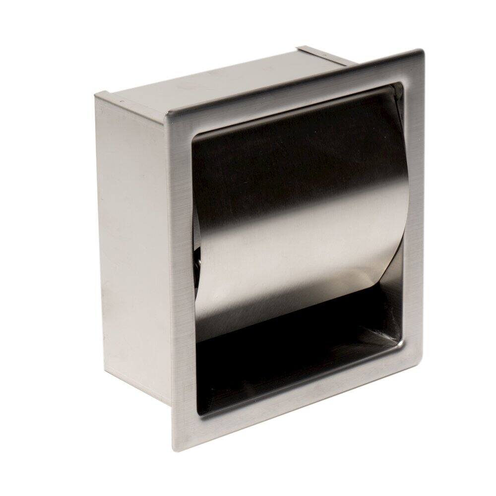 Alt View 1. Alfi - Brushed Stainless Steel Recessed Toilet Paper Holder with Cover - Silver.