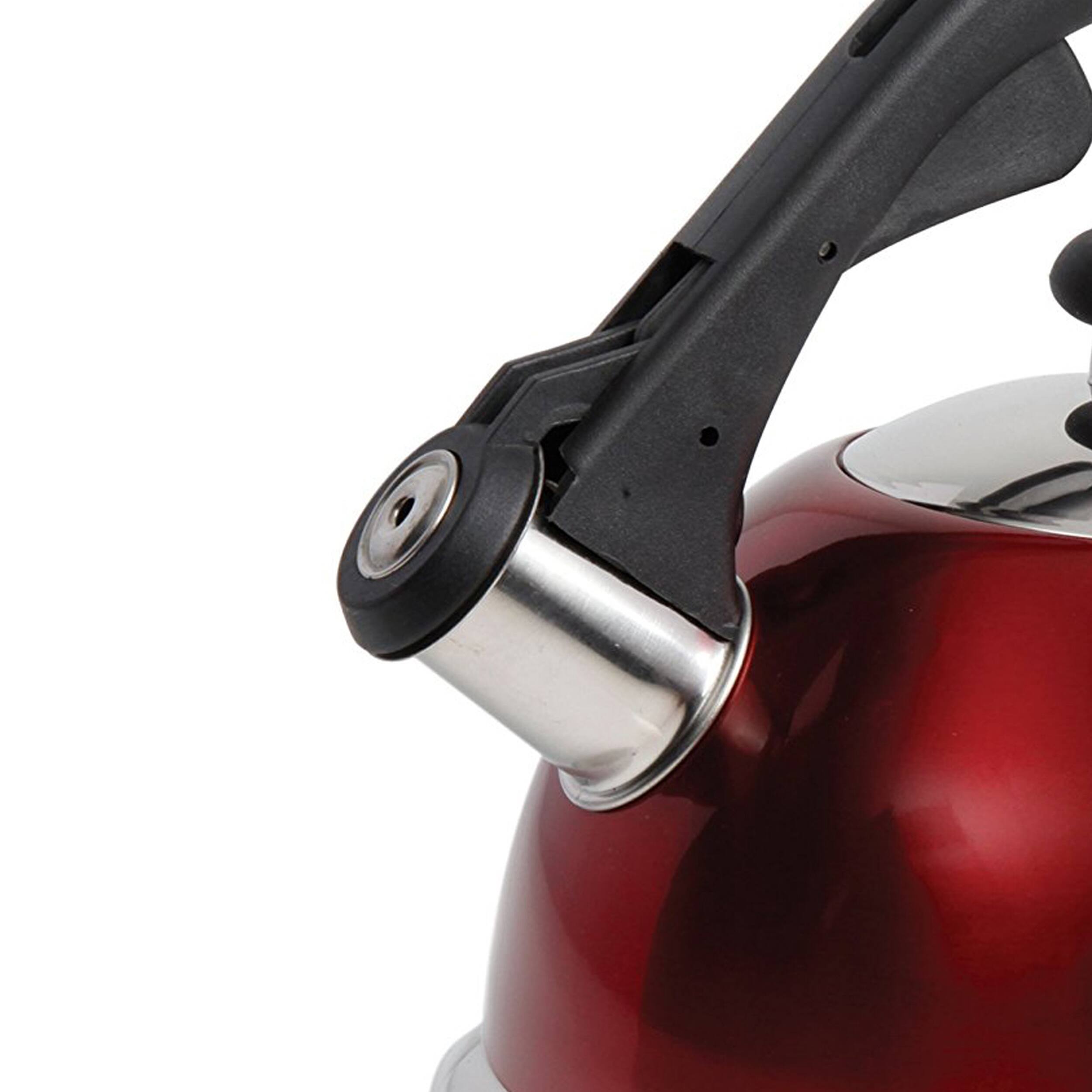 Alt View 2. Mr. Coffee - Mr Coffee Claredale 2.2 Quart Stainless Steel Whistling Tea Kettle in Red with Nylon Handle - Red.