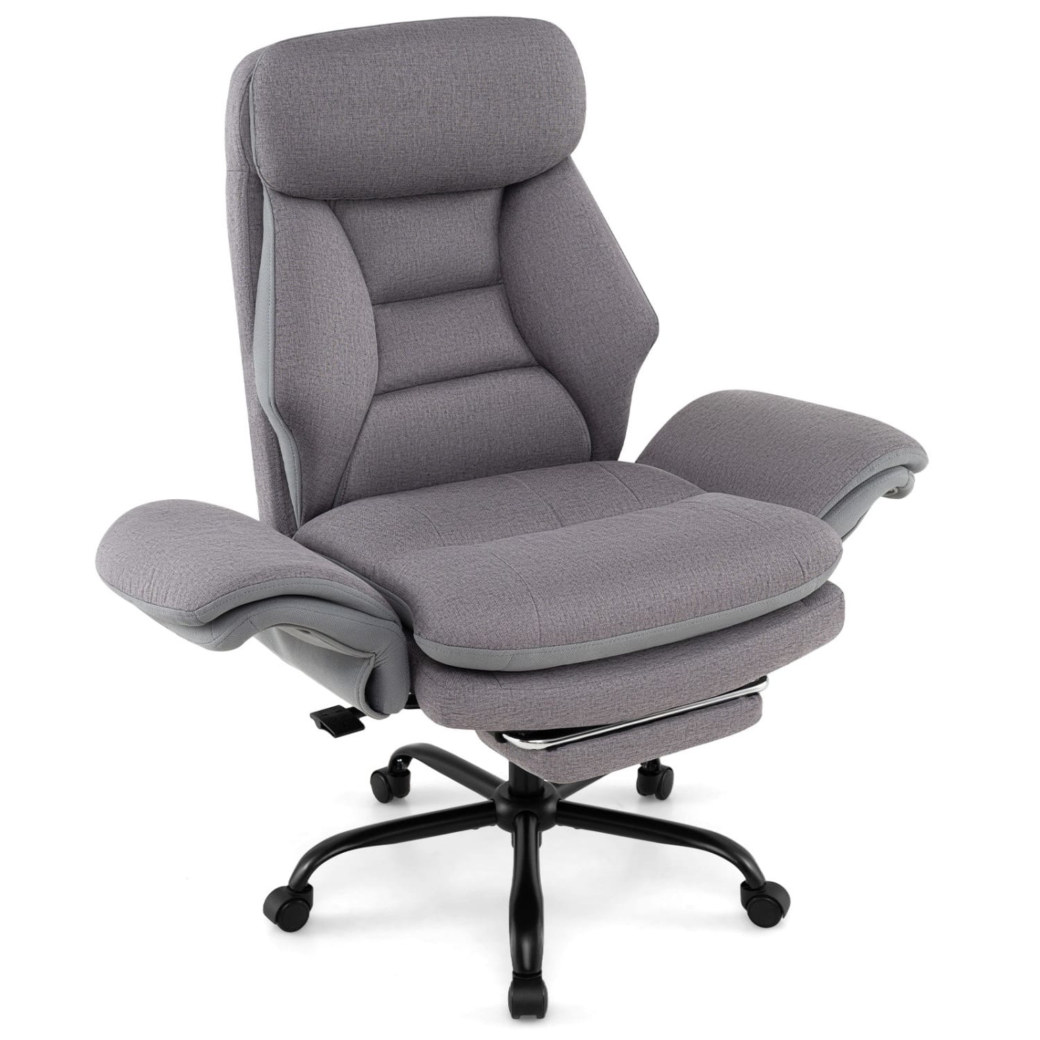WELLFOR - 400 LBS Ergonomic Big and Tall Office Chair with Faux Leather - Gray