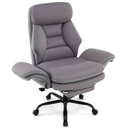 WELLFOR - 400 LBS Ergonomic Big and Tall Office Chair with Faux Leather - Gray