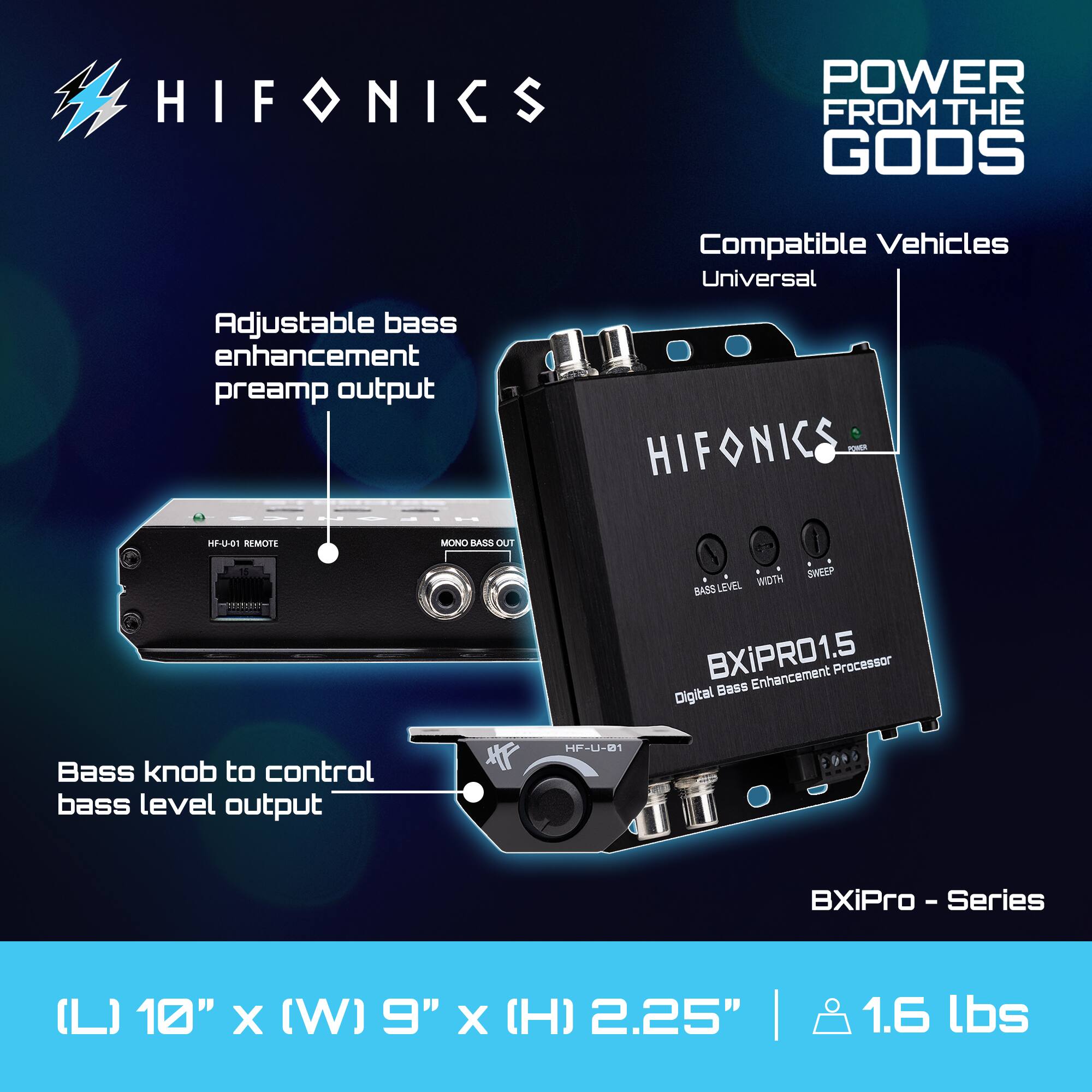 Hifonics BXIPRO1.5 Bass Enhancer, Digital Processor, Dash Mount
