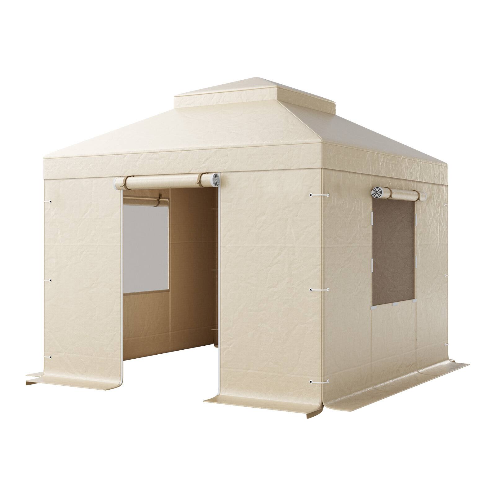 Alt View 5. VEVOR - Winter Gazebo Cover Fits 10 x 10 ft Hardtop Gazebos,All-Weather Double-Tiered Gazebo Cover with Sidewalls & Mesh Windows - Beige.