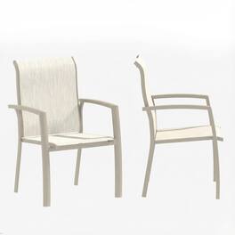Mondawe - Set of 2 Metal Outdoor Dining Chairs - Cream White