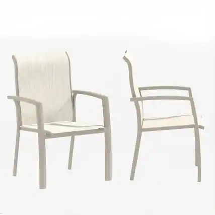 Front. Mondawe - Set of 2 Metal Outdoor Dining Chairs - Cream White.
