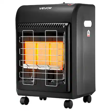 Front. VEVOR - Propane Heater,6000 to 18000 BTU Propane Cabinet Heater with 3 Modes Temp Settings & Tip-over Protection,Garage Radiator - Black.