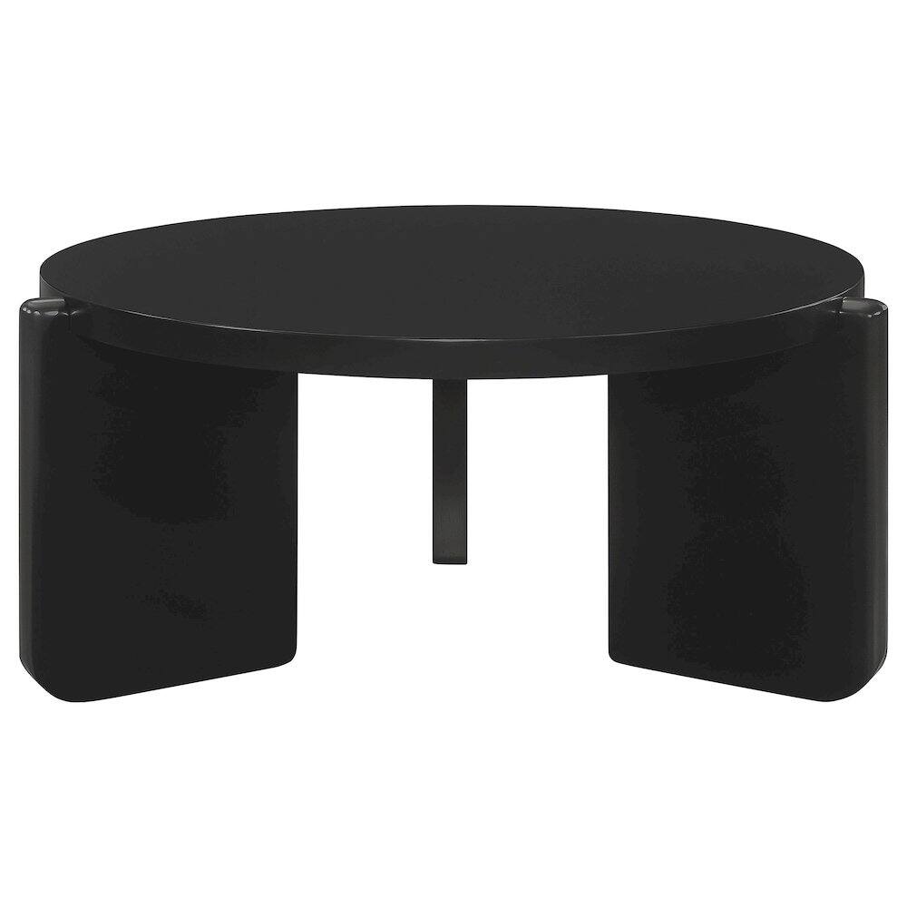 Alt View 2. Coaster Co. of America - Cordova Round Solid Wood Coffee Table Black - Black.