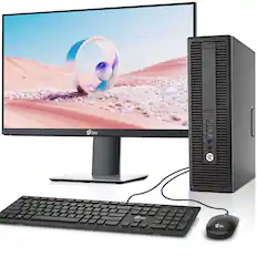 Front. HP - ProDesk Desktop Computer PC | Intel Core i5-4th 3.2GHz | 16GB DDR3 RAM | 256GB SSD | 22" LED | Wi-Fi | Windows11 - Black.