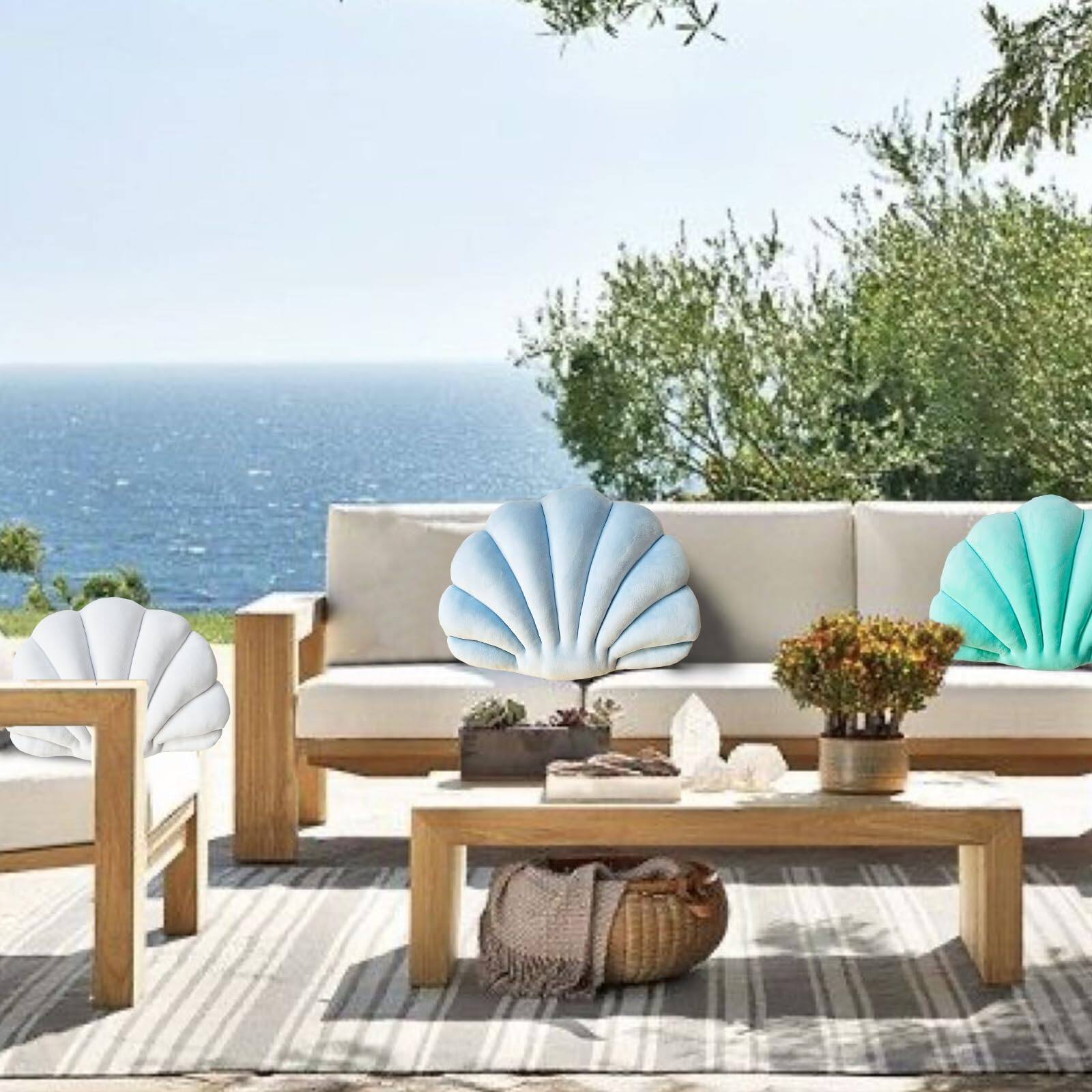 Alt View 2. Paradigms Interiors - Shell Pillow Seashell Pillows Patio Shaped Gifts Accent Series Ultra Soft Cushion For Bed Living Room 3d In... - Light Pink-14 x 11 inches.