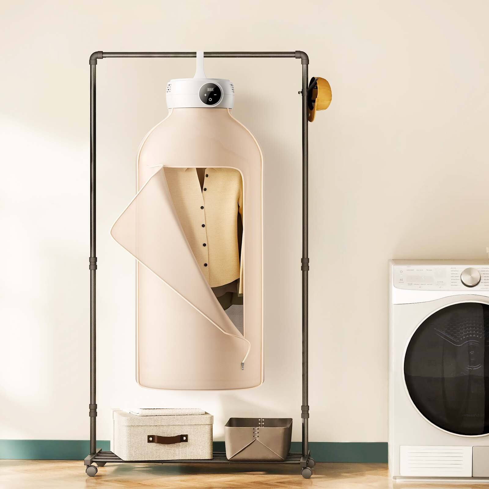 Alt View 1. Glintex - Portable Clothes Dryer, Foldable Mini Garment Dryer, PTC Heating, Touch Timer 30–300 Min, Holds 9 Garments - White.