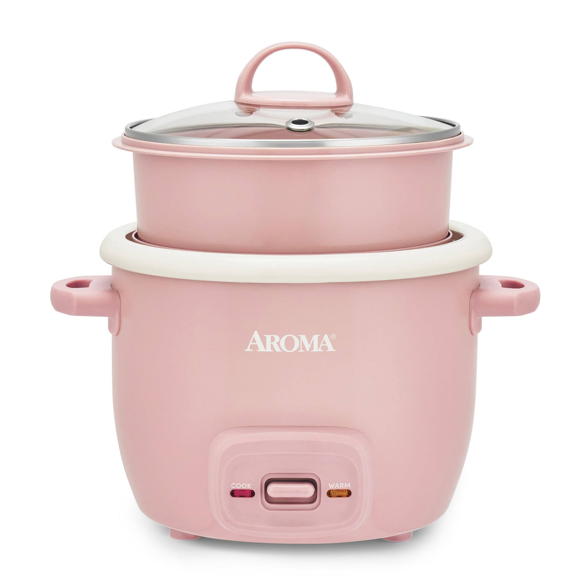 AROMA - Refurbished Excellent - AROMA® 4-Cup Rice Cooker & Food Steamer with Bonded Granite® Nonstick Ceramic & Pop-Up Steam Tray Refurbished - Pink