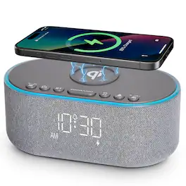 Dazzed Corner - Wireless Charging Alarm Clock Radio - Gray