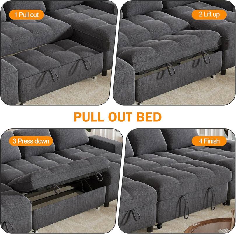 1. Pull out
2. Lift up
3. Press down
4. Finish