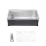 VEVOR - 33 inch Kitchen Sink Workstation, 304 Stainless Steel Top Mount Sinks, Drop-In Single Bowl Farmhouse Basin - Silver