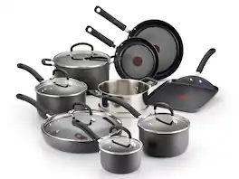 T-Fal - 14-Piece Nonstick Pots and Pans Cookware Set. Onyx - Black