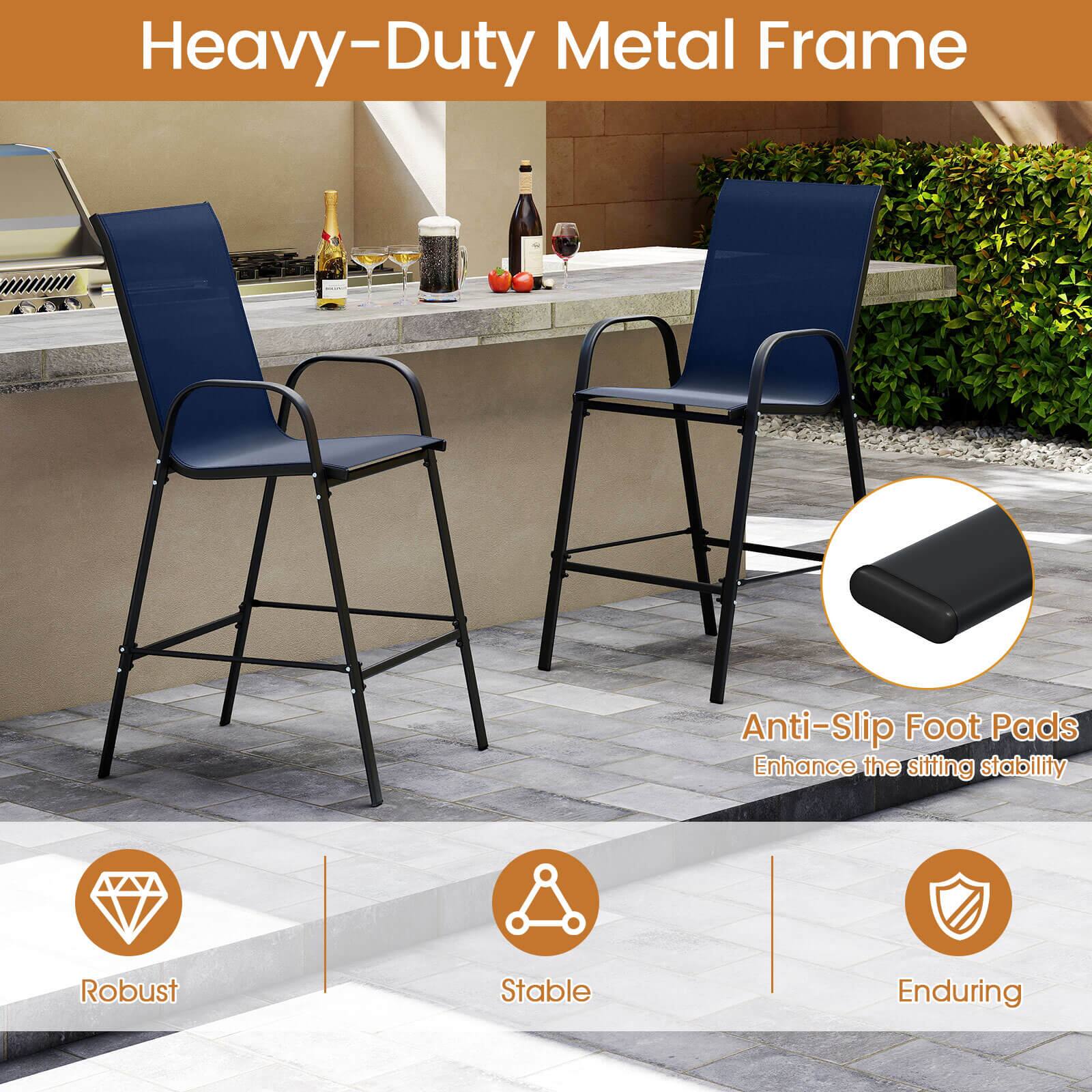 Heavy-Duty Metal Frame

Anti-Slip Foot Pads  
Enhance the sitting stability

Robust  
Stable  
Enduring