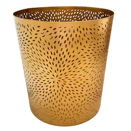 Manhattan Lane - 10" Decorative Iron Wastebasket Trash Can, Leaf Etched Design