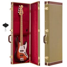 VEVOR - Electric Guitar Hard Case, 41.3 Inch, Rectangle Wooden Hard-Shell Protective Carrying Case, with Lock Latch, Padding - Gold Stripes + White Brown