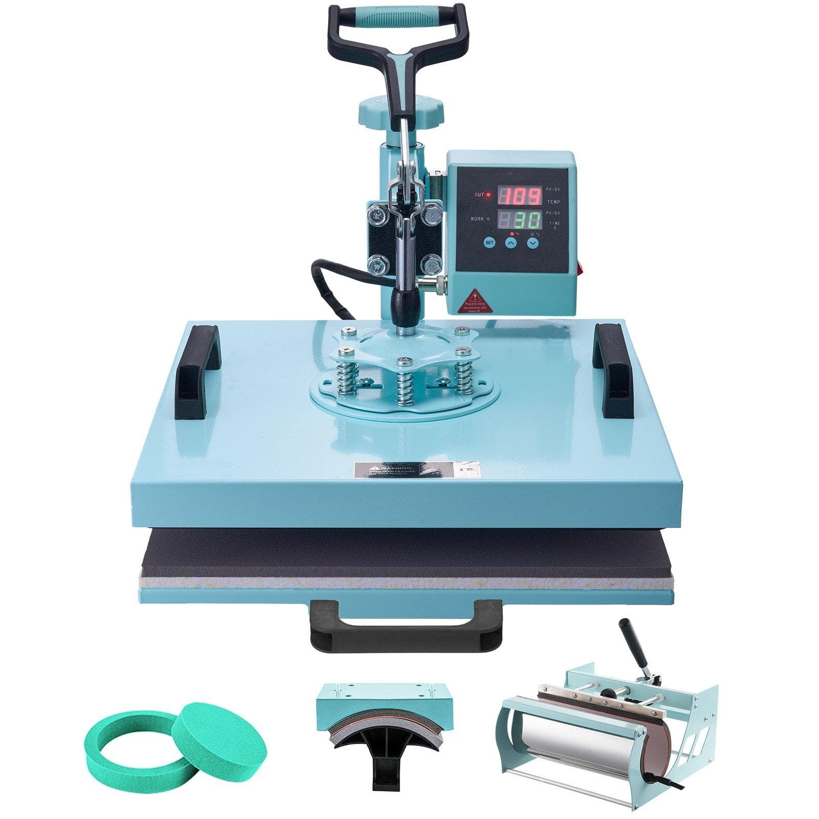 Glintex - 15"x15" 5-in-1 Heat Press with 30oz Tumbler Press, 360° Swing-Away, Precise Digital Control for Shirts/Hats/Plates