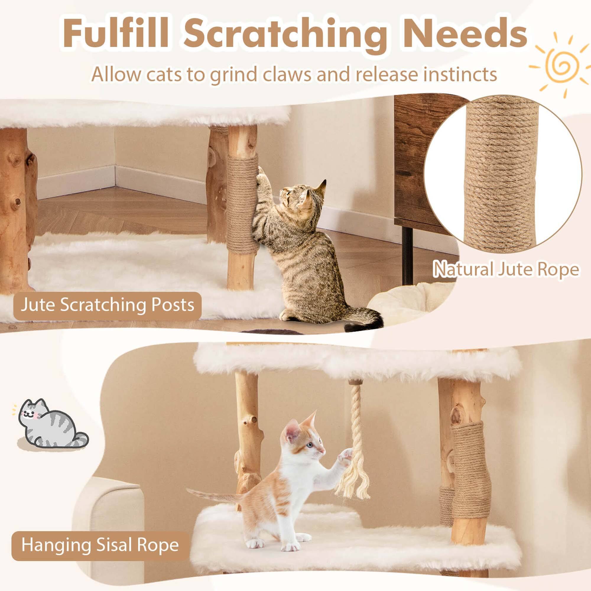 Fulfill Scratching Needs, Allow cats to grind claws and release instincts, Jute Scratching Posts, Natural Jute Rope, Hanging Sisal Rope