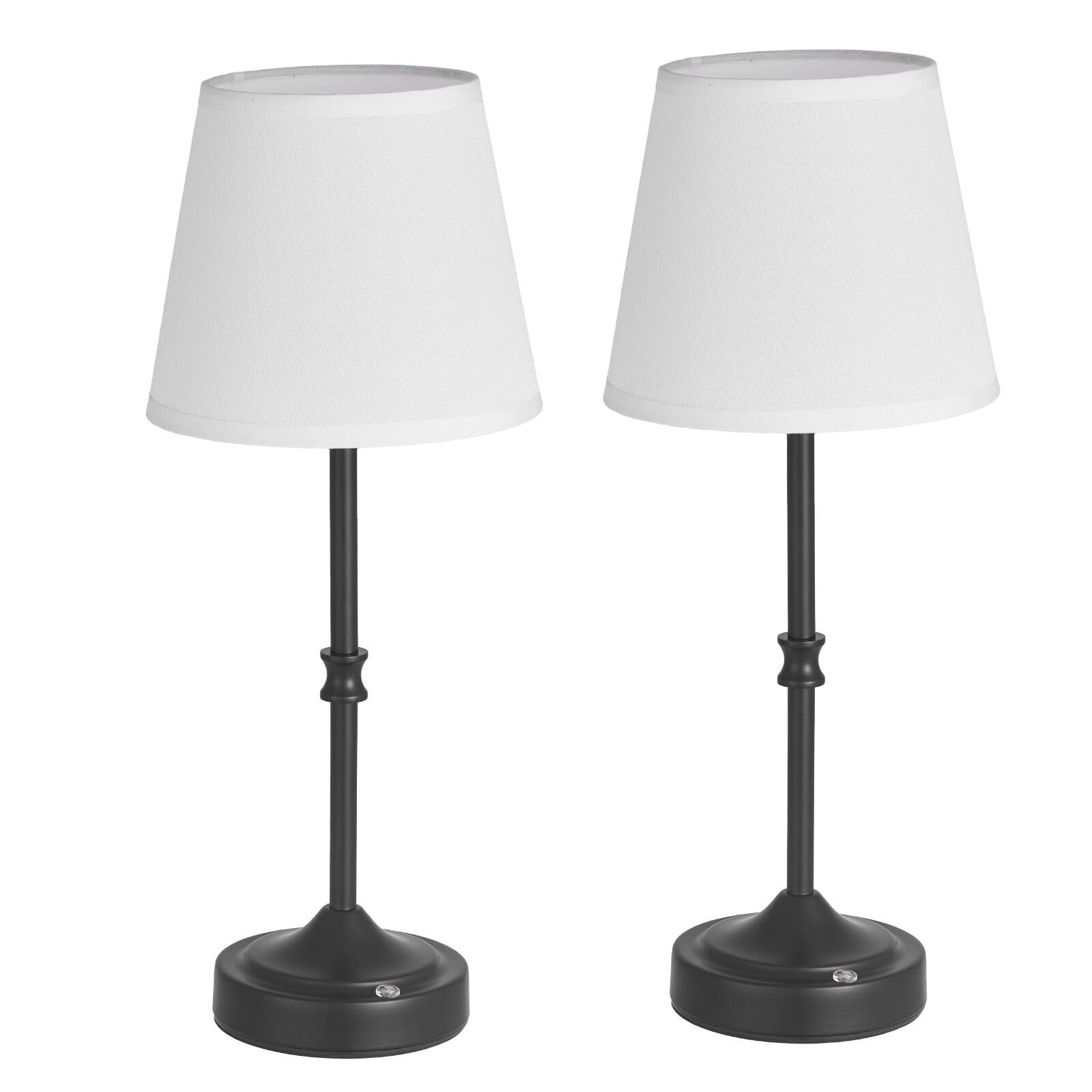 VEVOR - Cordless Table Lamp, 2 Pack, 5200mAh Built-in Rechargeable Battery Desk Lamp, 3-Level Brightness, Fabric Shade - Black