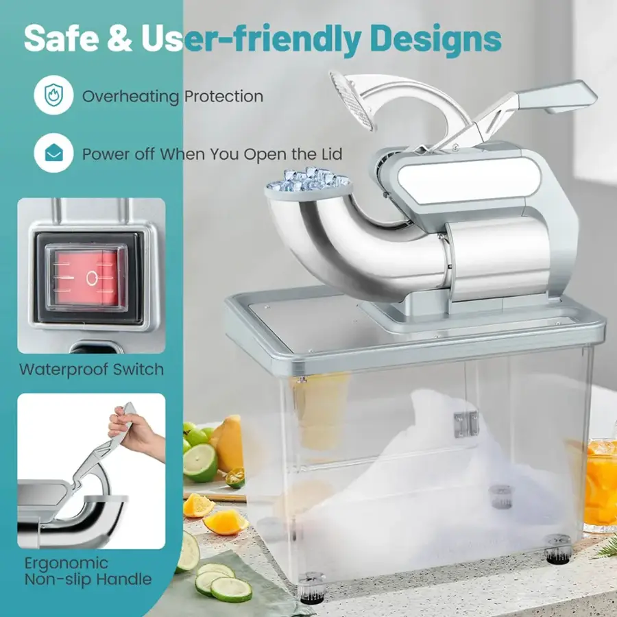 Safe & User-friendly Designs: Overheating Protection, Power off When You Open the Lid, Waterproof Switch, Ergonomic Non-slip Handle.