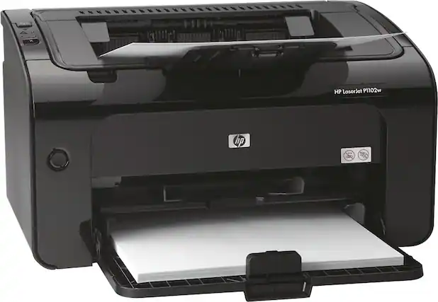 Angle. HP - LaserJet Pro P1102w Wireless Black-and-White Printer - Black.