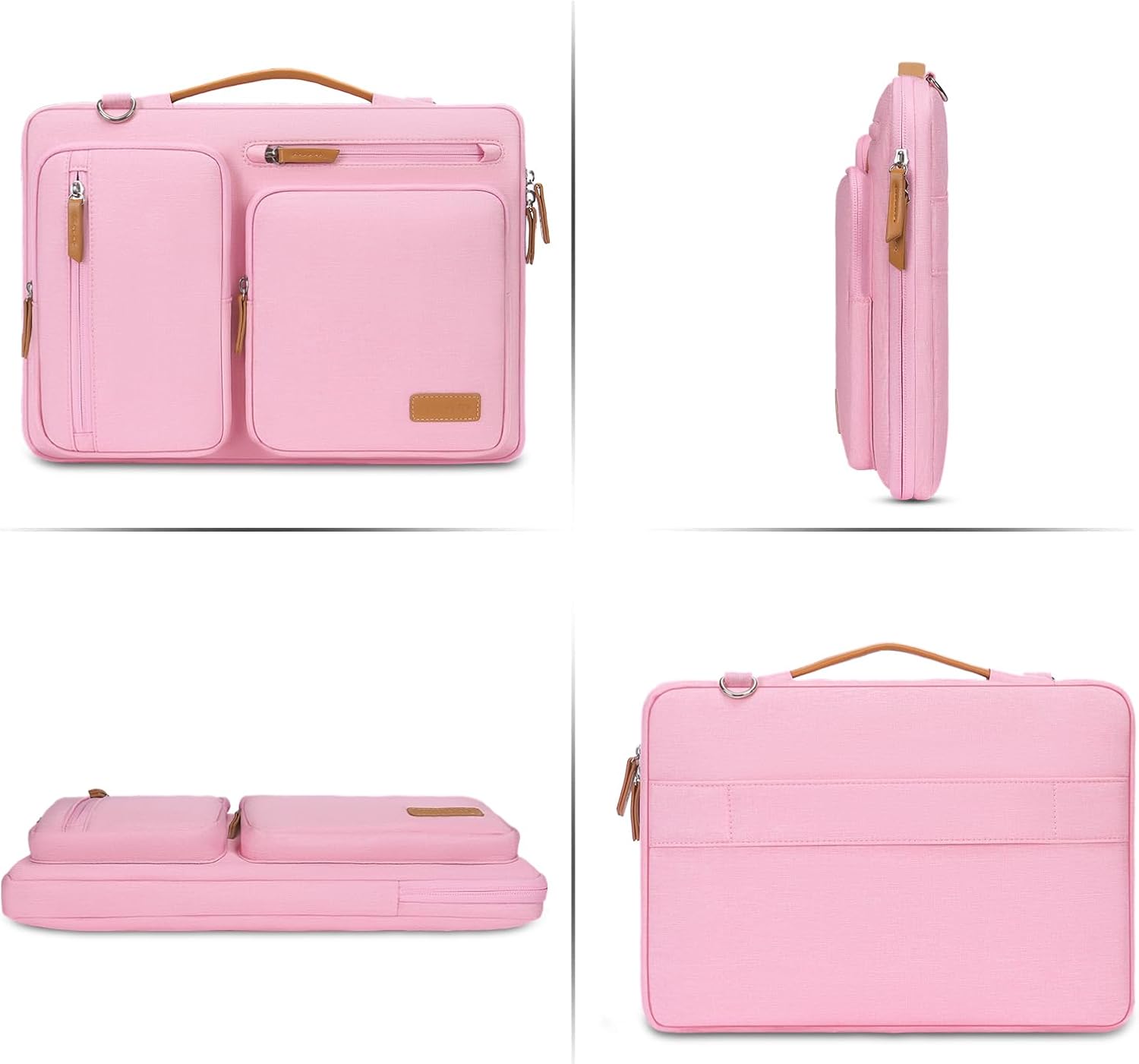 Alt View 3. mosiso - 360 Protective Laptop Shoulder Bag 15-15.6 inch Computer Messenger Bag for MacBook Pro 16 inch HP Dell Lenovo Asus - Pink.